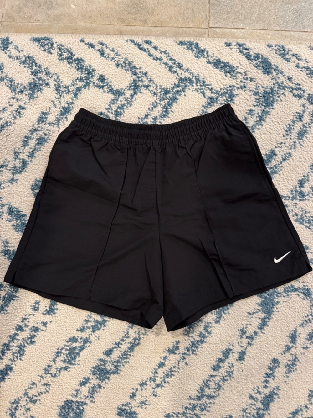NIKE Black Nylon Shorts with White Swoosh
